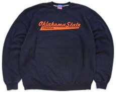 画像1: 00s メキシコ製 Championチャンピオン Oklahama State COWBOYS フェルトパッチ付き 前V スウェット 黒 XL (1)
