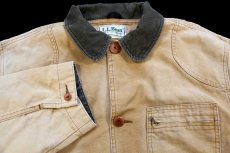 画像3: 90s USA製 L.L.Bean PRIMALOFTプリマロフト 中綿入りライナー付き ダック地 フィールドコート 茶 フェード M★A ジャケット (3)
