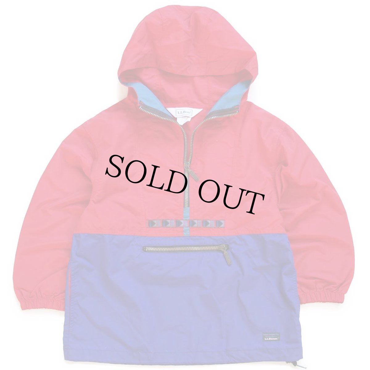 画像1: 90s L.L.Bean チロリアンテープ ツートン ナイロン アノラックパーカー KIDS S (1)