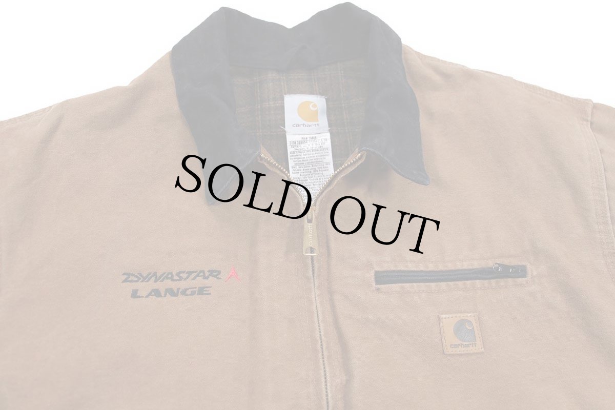 画像3: 00s carharttカーハート DYNASTAR LANGE 刺繍 ブランケットライナー ダック地 デトロイトジャケット 茶 2XL-R★特大 (3)