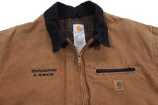 画像3: 00s carharttカーハート DYNASTAR LANGE 刺繍 ブランケットライナー ダック地 デトロイトジャケット 茶 2XL-R★特大 (3)