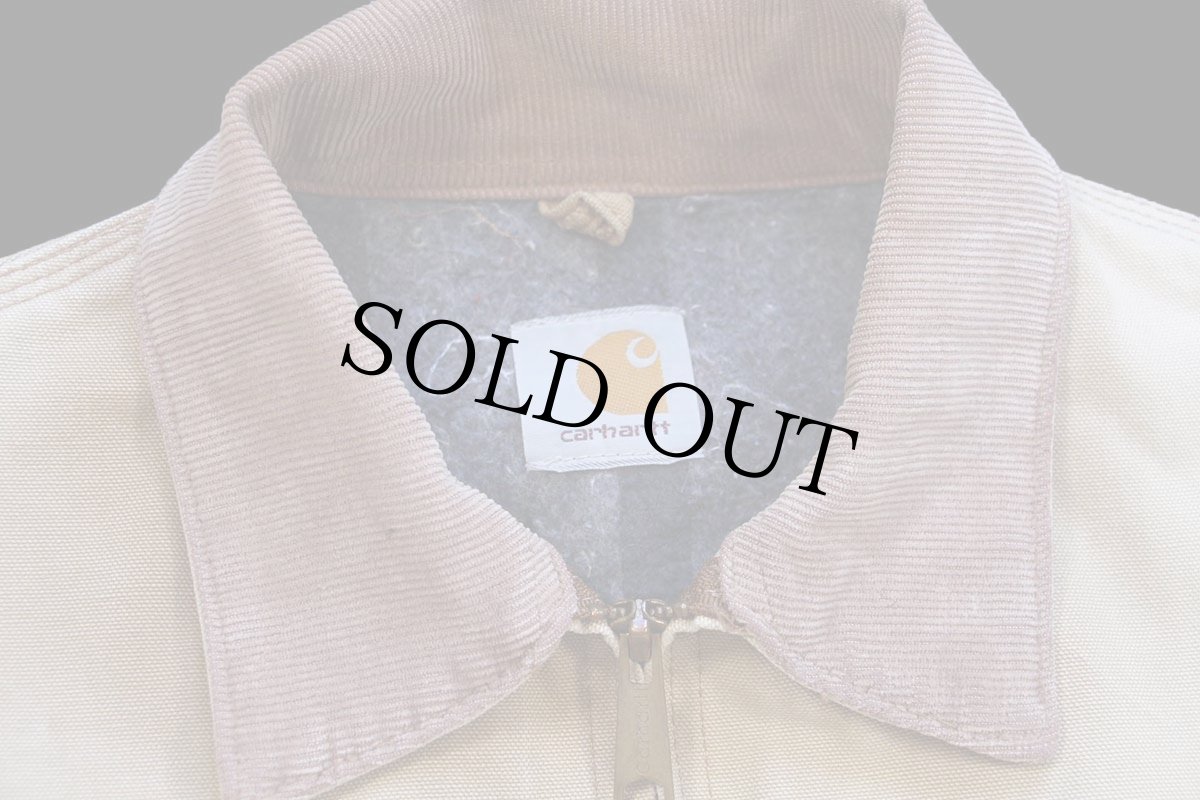 画像4: 90s carharttカーハート ブランケットライナー ダック地 デトロイトジャケット 茶 フェード (4)