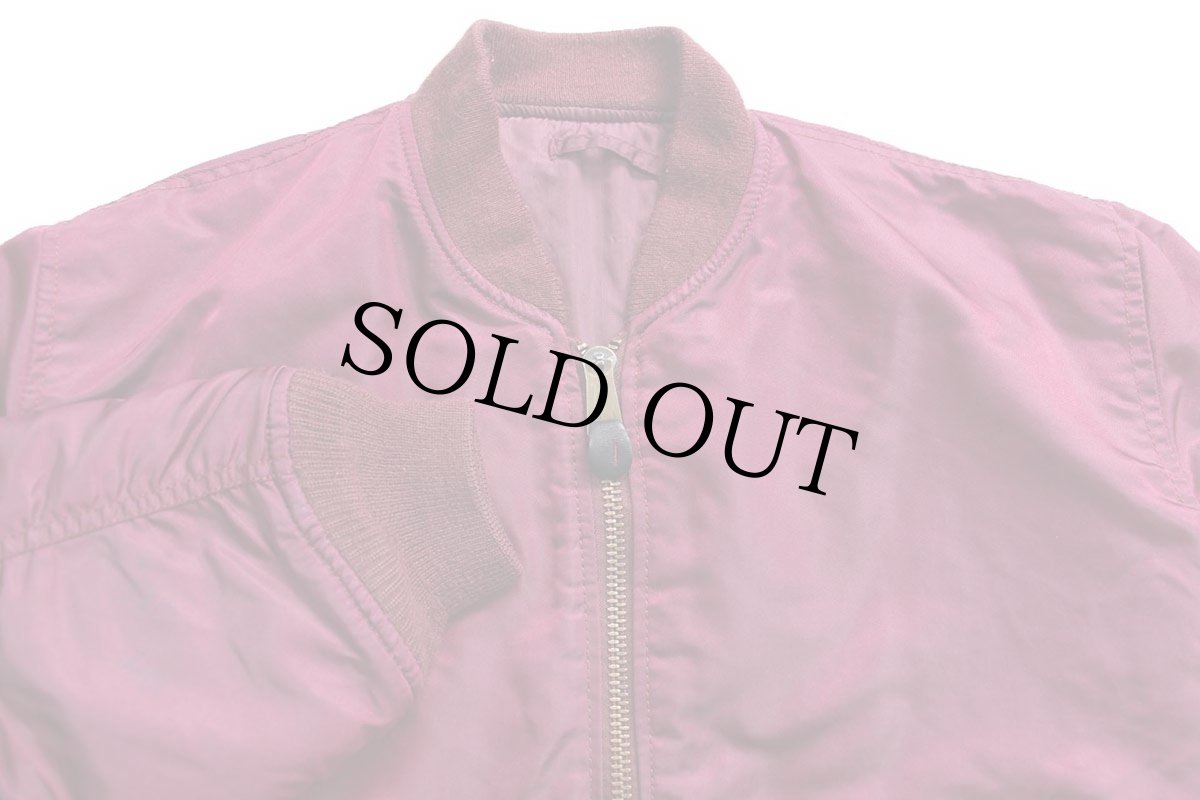 画像3: 80s ALPHAアルファ MA-1 フライトジャケット ボルドー S (3)