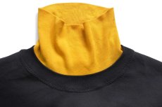 画像4: 90s メキシコ製 CHALK LINE 無地 レイヤード タートルネック スウェット 黒×黄★ブランク (4)
