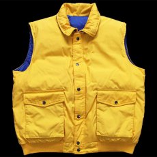 画像1: 80s MONTGOMERY WARD OUTDOOR EXCHANGE 無地 リバーシブル ナイロン ダウンベスト 黄×青 XL (1)