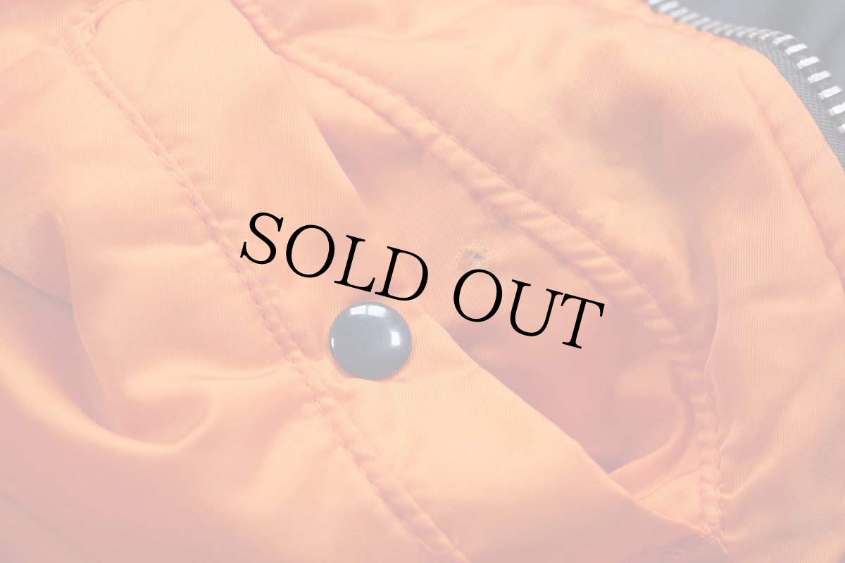 画像7: 90s USA製 ALPHAアルファ パッチ付き MA-1 フライトジャケット 紺 XXL★特大 (7)