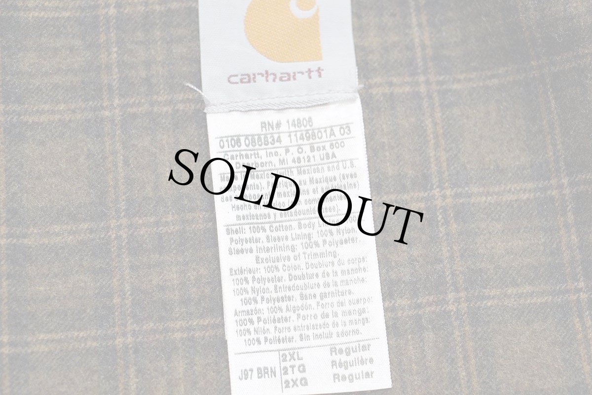 画像4: 00s carharttカーハート DYNASTAR LANGE 刺繍 ブランケットライナー ダック地 デトロイトジャケット 茶 2XL-R★特大 (4)