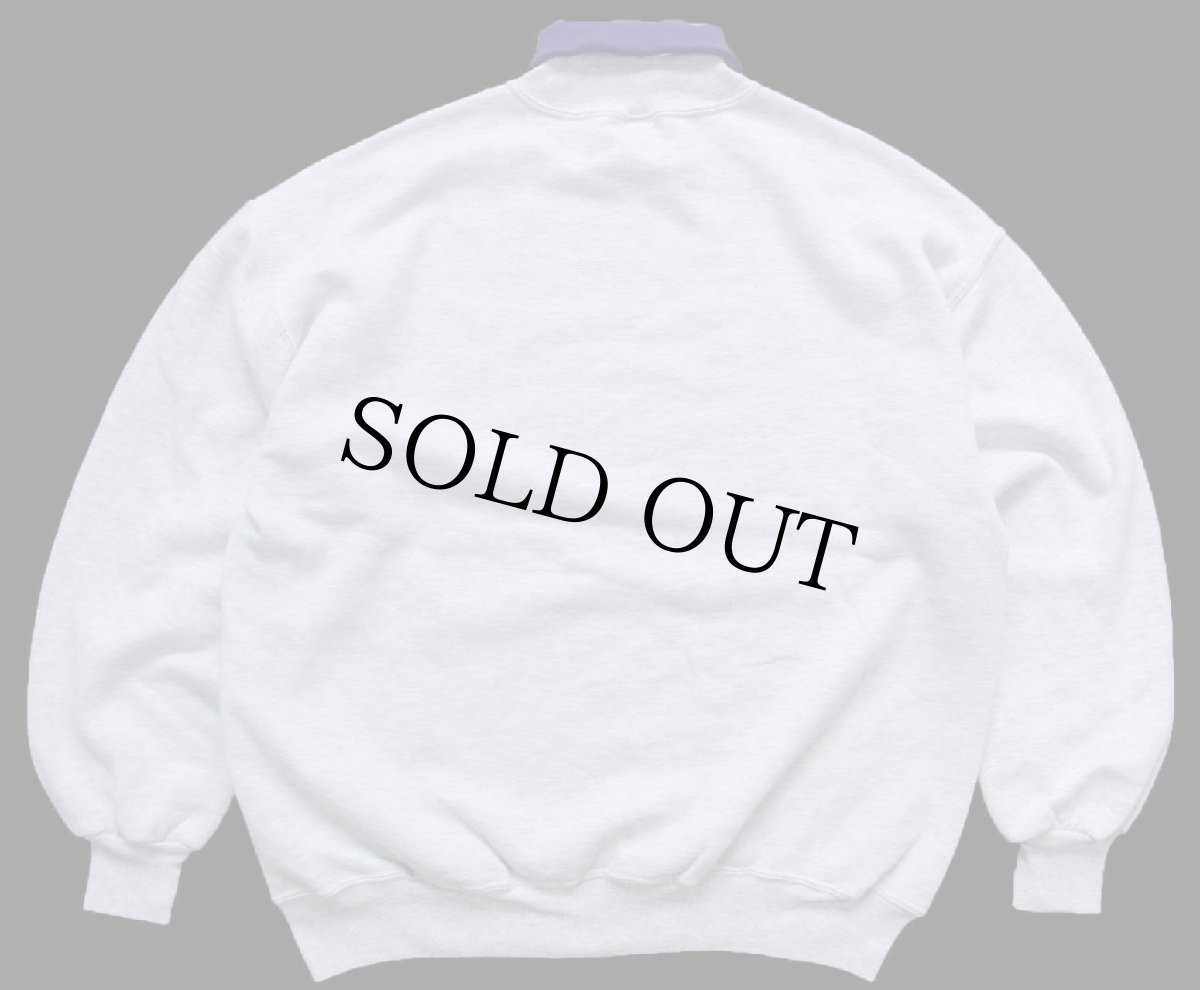 画像2: 90s USA製 JERZEES 無地 タートルネック スウェット 杢ライトグレー×紫 XL★ブランク RUSSELLラッセル (2)