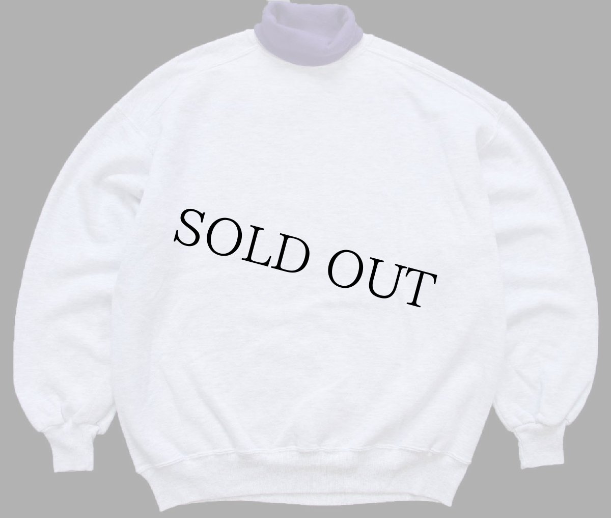 画像1: 90s USA製 JERZEES 無地 タートルネック スウェット 杢ライトグレー×紫 XL★ブランク RUSSELLラッセル (1)