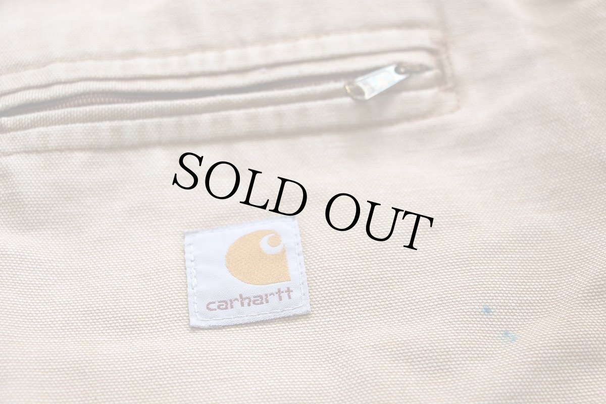 画像5: 00s USA製 carharttカーハート ブランケットライナー ダック地 デトロイトジャケット ボロ 茶 フェード 44R (5)