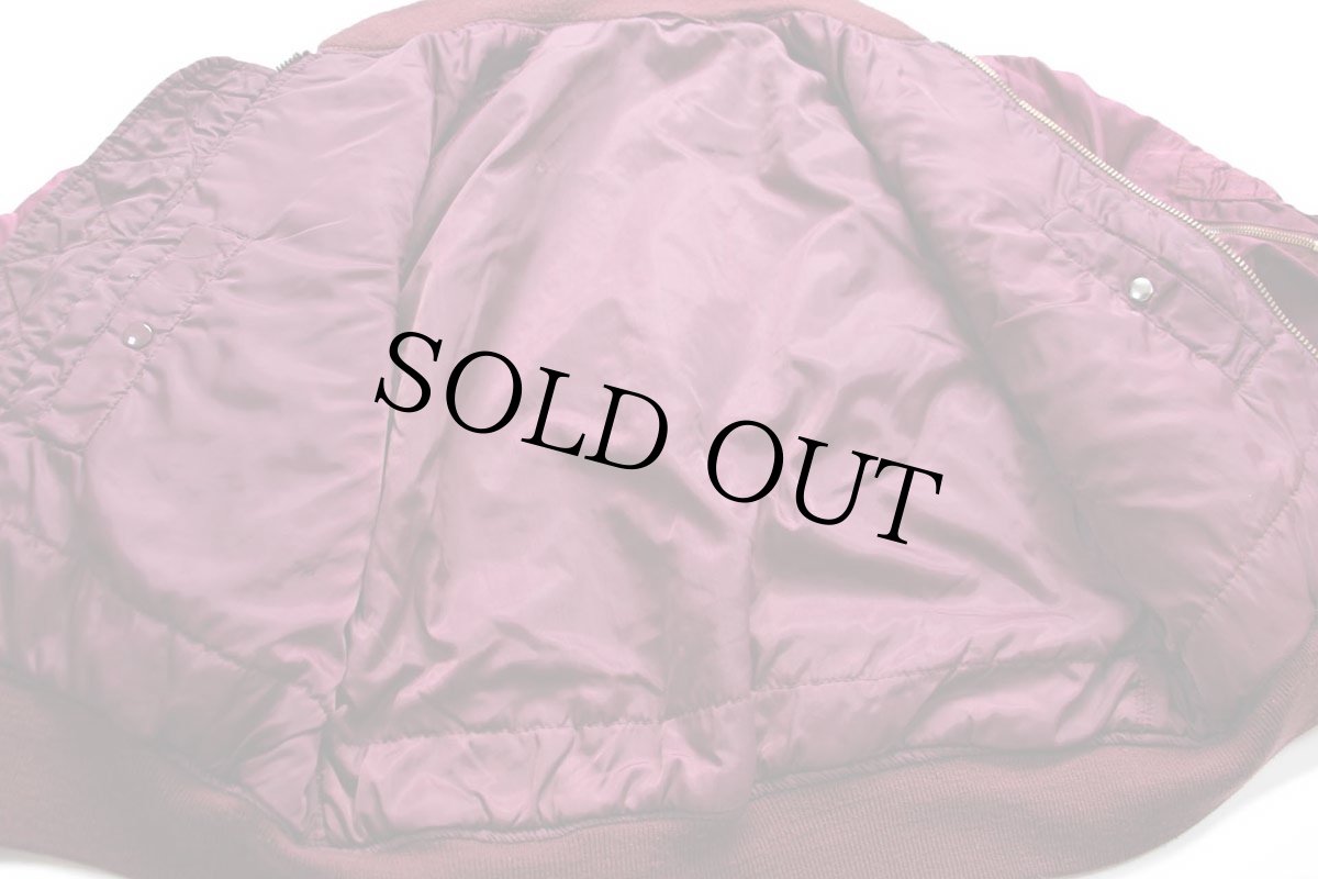 画像6: 80s ALPHAアルファ MA-1 フライトジャケット ボルドー S (6)