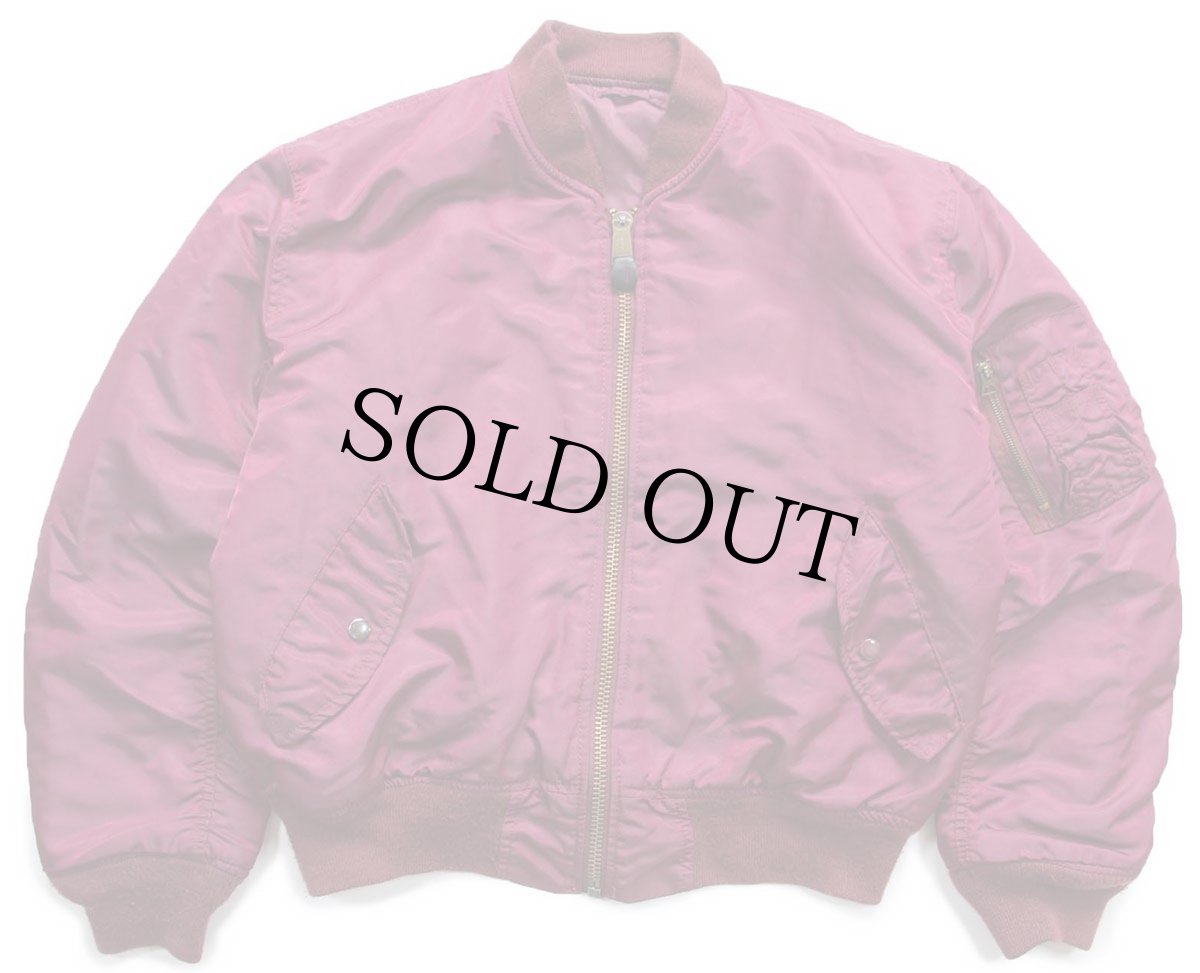 画像1: 80s ALPHAアルファ MA-1 フライトジャケット ボルドー S (1)