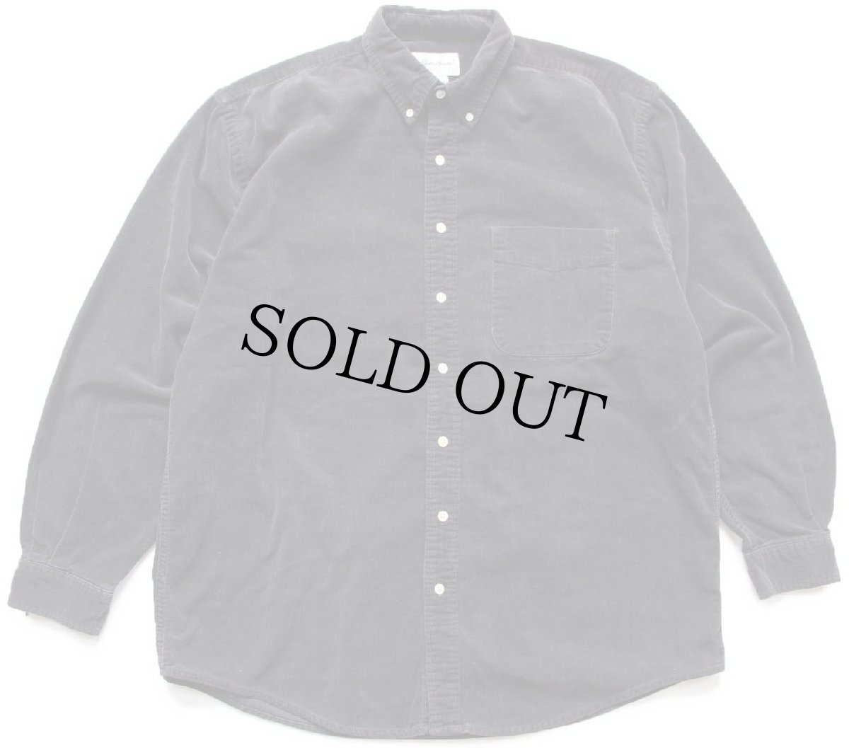 画像1: 90s EddieBauerエディーバウアー 三点留め ボタンダウン コットン コーデュロイシャツ 黒★特大 (1)