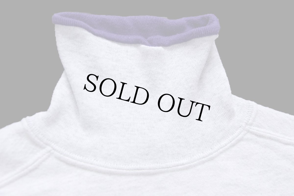 画像4: 90s USA製 JERZEES 無地 タートルネック スウェット 杢ライトグレー×紫 XL★ブランク RUSSELLラッセル (4)