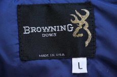 画像4: 80s USA製 BROWNING ロゴ刺繍 ダウンジャケット 紺 L (4)