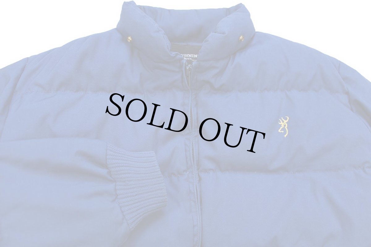 画像3: 80s USA製 BROWNING ロゴ刺繍 ダウンジャケット 紺 L (3)