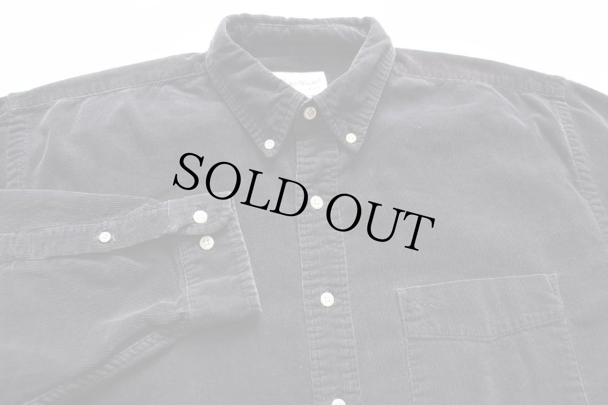 画像3: 90s EddieBauerエディーバウアー 三点留め ボタンダウン コットン コーデュロイシャツ 黒★特大 (3)