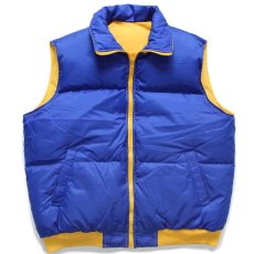画像6: 80s MONTGOMERY WARD OUTDOOR EXCHANGE 無地 リバーシブル ナイロン ダウンベスト 黄×青 XL (6)