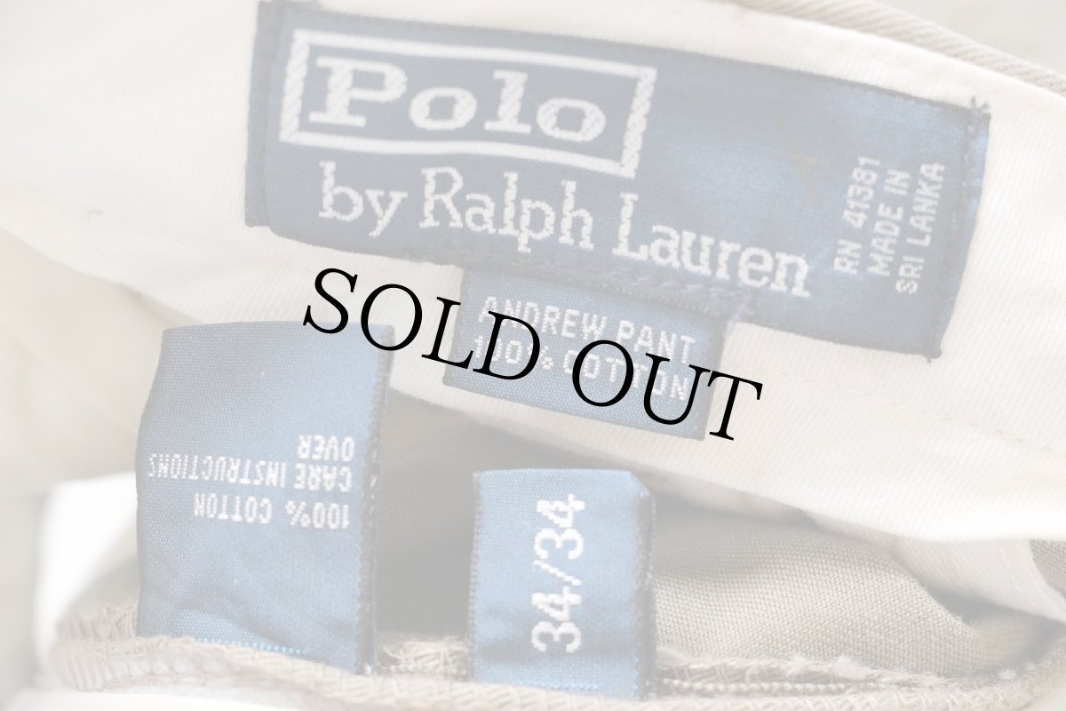 画像6: 00s ポロ ラルフローレン ANDREW PANT ツータック コットン チノパン グレーブラウン W34 L34★331 (6)