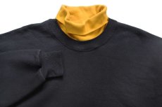 画像3: 90s メキシコ製 CHALK LINE 無地 レイヤード タートルネック スウェット 黒×黄★ブランク (3)