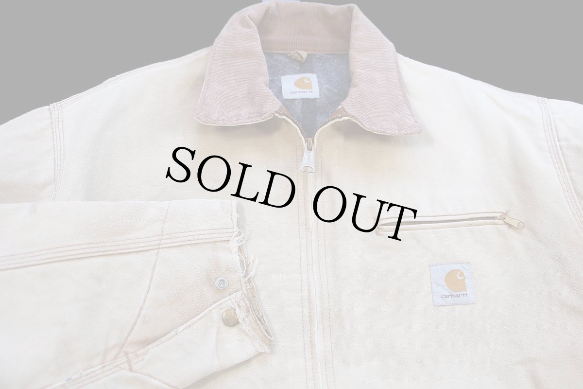 画像3: 90s carharttカーハート ブランケットライナー ダック地 デトロイトジャケット 茶 フェード (3)