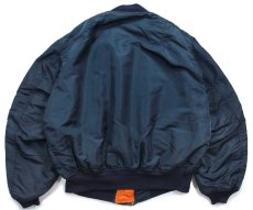 画像2: 90s USA製 ALPHAアルファ パッチ付き MA-1 フライトジャケット 紺 XXL★特大 (2)