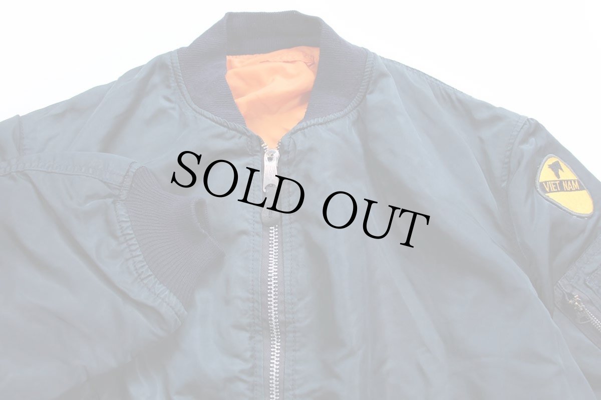 画像3: 90s USA製 ALPHAアルファ パッチ付き MA-1 フライトジャケット 紺 XXL★特大 (3)