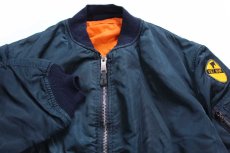 画像3: 90s USA製 ALPHAアルファ パッチ付き MA-1 フライトジャケット 紺 XXL★特大 (3)