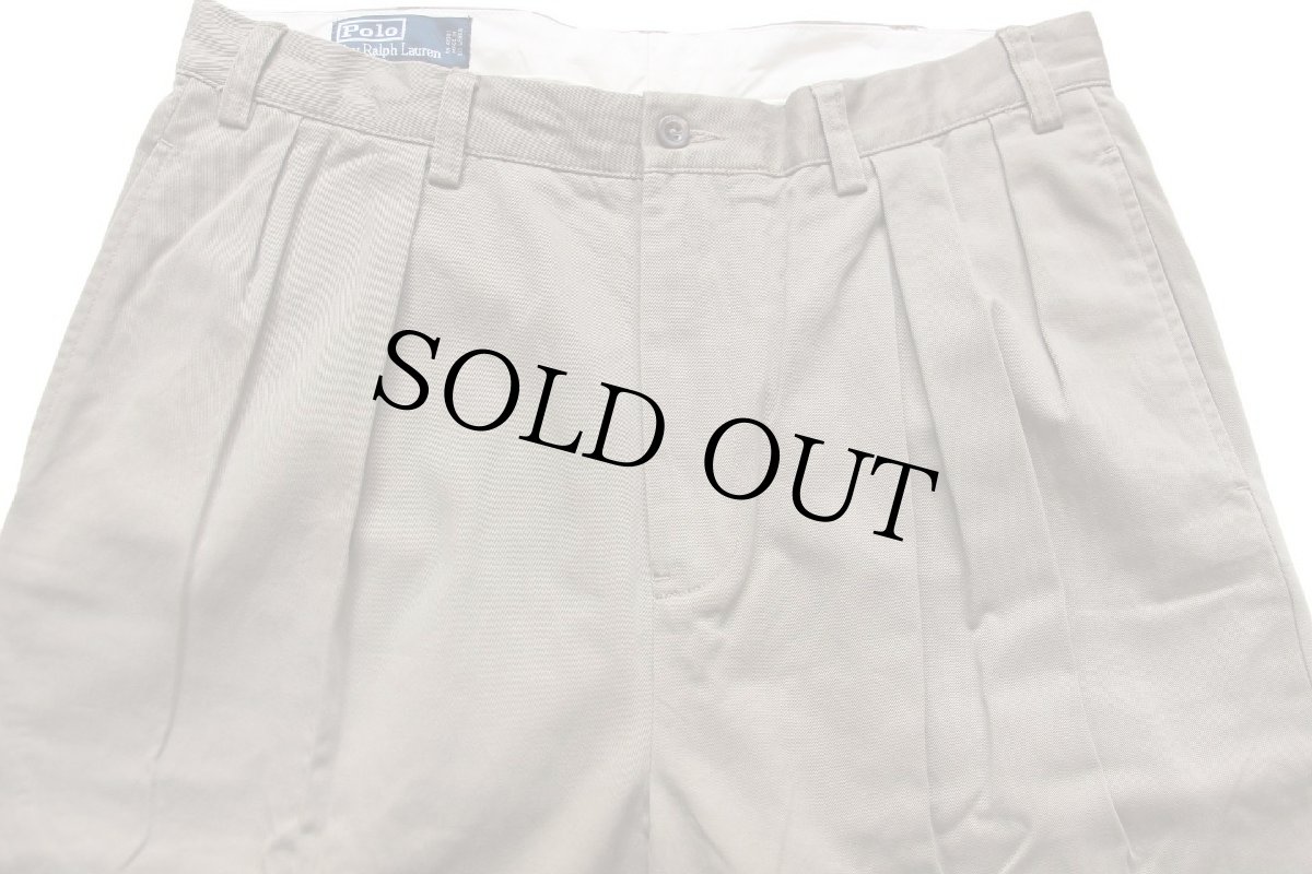 画像4: 00s ポロ ラルフローレン ANDREW PANT ツータック コットン チノパン グレーブラウン W34 L34★331 (4)