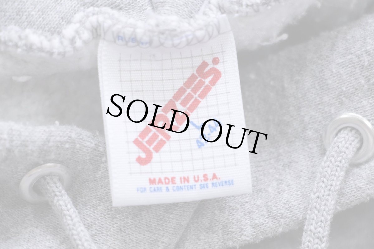 画像4: 80s USA製 JERZEES 無地 スウェットパーカー 杢グレー L★RUSSELLラッセル フーディー ブランク (4)