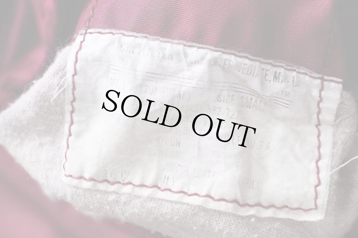 画像4: 80s ALPHAアルファ MA-1 フライトジャケット ボルドー S (4)