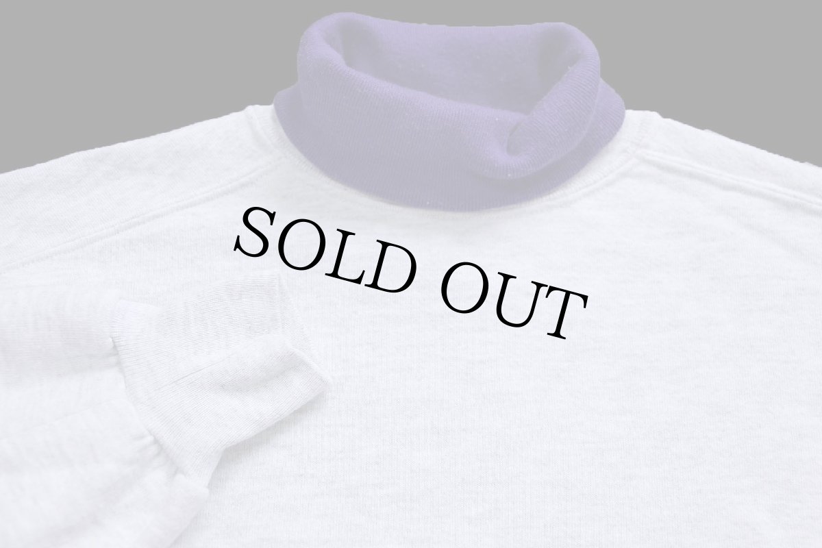 画像3: 90s USA製 JERZEES 無地 タートルネック スウェット 杢ライトグレー×紫 XL★ブランク RUSSELLラッセル (3)