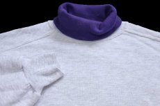 画像3: 90s USA製 JERZEES 無地 タートルネック スウェット 杢ライトグレー×紫 XL★ブランク RUSSELLラッセル (3)