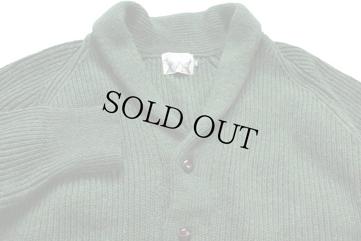 画像3: 英国製 PETER CHRISTIAN ショールカラー ローゲージ ブリティッシュ ウールニット カーディガン 緑 ミックス 4XL★特大 (3)