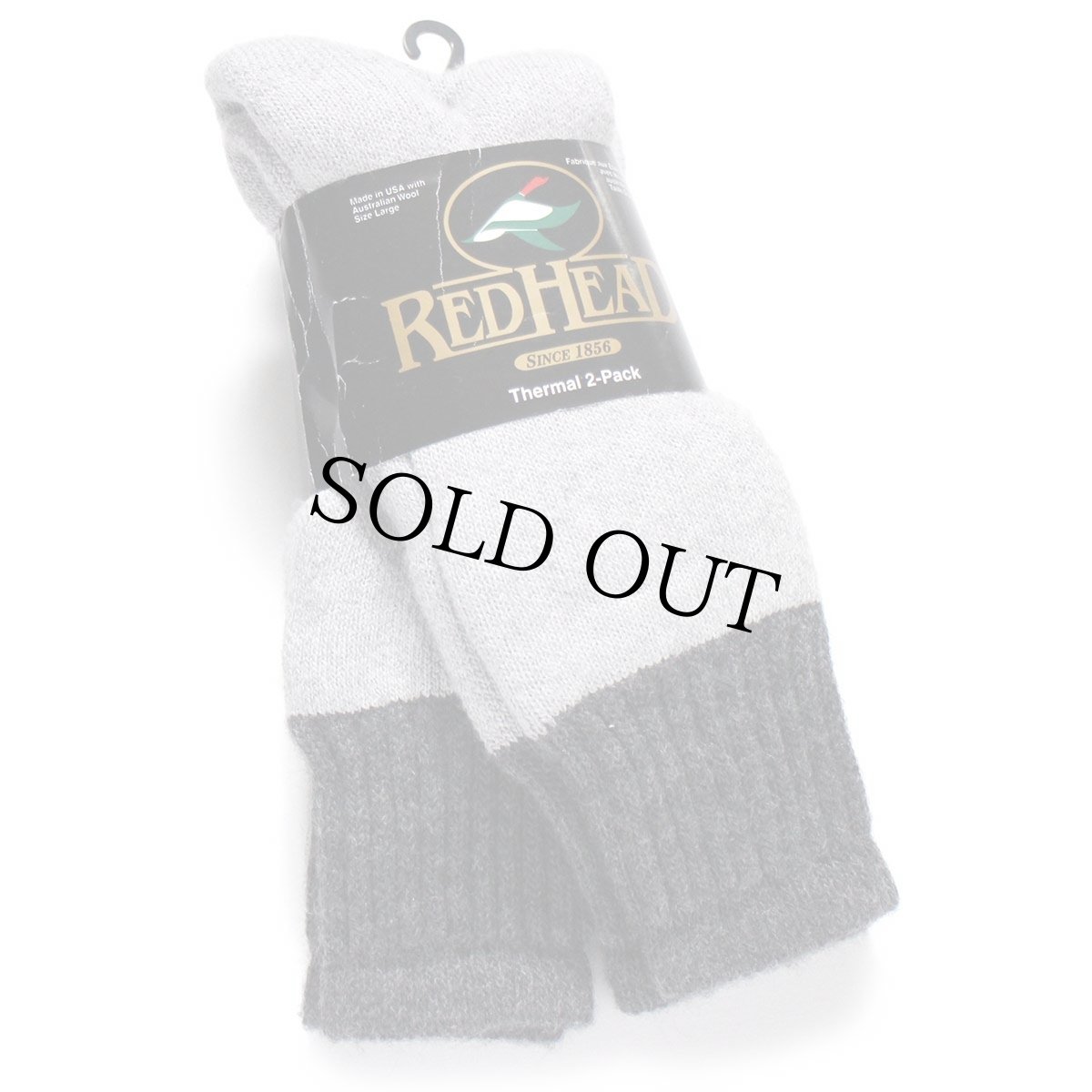 画像1: デッドストック★90s USA製 RED HEADレッドヘッド アクリル×ウールニット ソックス 杢グレー×チャコールグレー L 2ペア★靴下 (1)