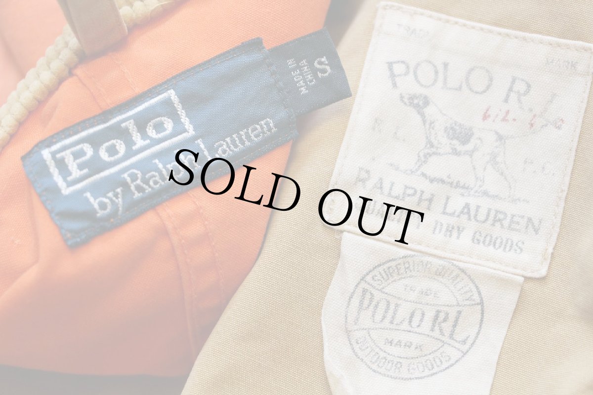 画像4: 00s ポロ ラルフローレン ツートン 切り替え コットン ハンティングジャケット 茶×レスキューオレンジ フェード S (4)