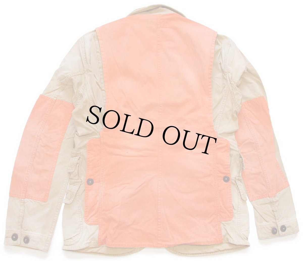 画像2: 00s ポロ ラルフローレン ツートン 切り替え コットン ハンティングジャケット 茶×レスキューオレンジ フェード S (2)