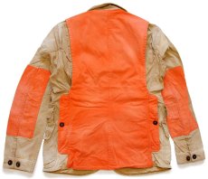 画像2: 00s ポロ ラルフローレン ツートン 切り替え コットン ハンティングジャケット 茶×レスキューオレンジ フェード S (2)
