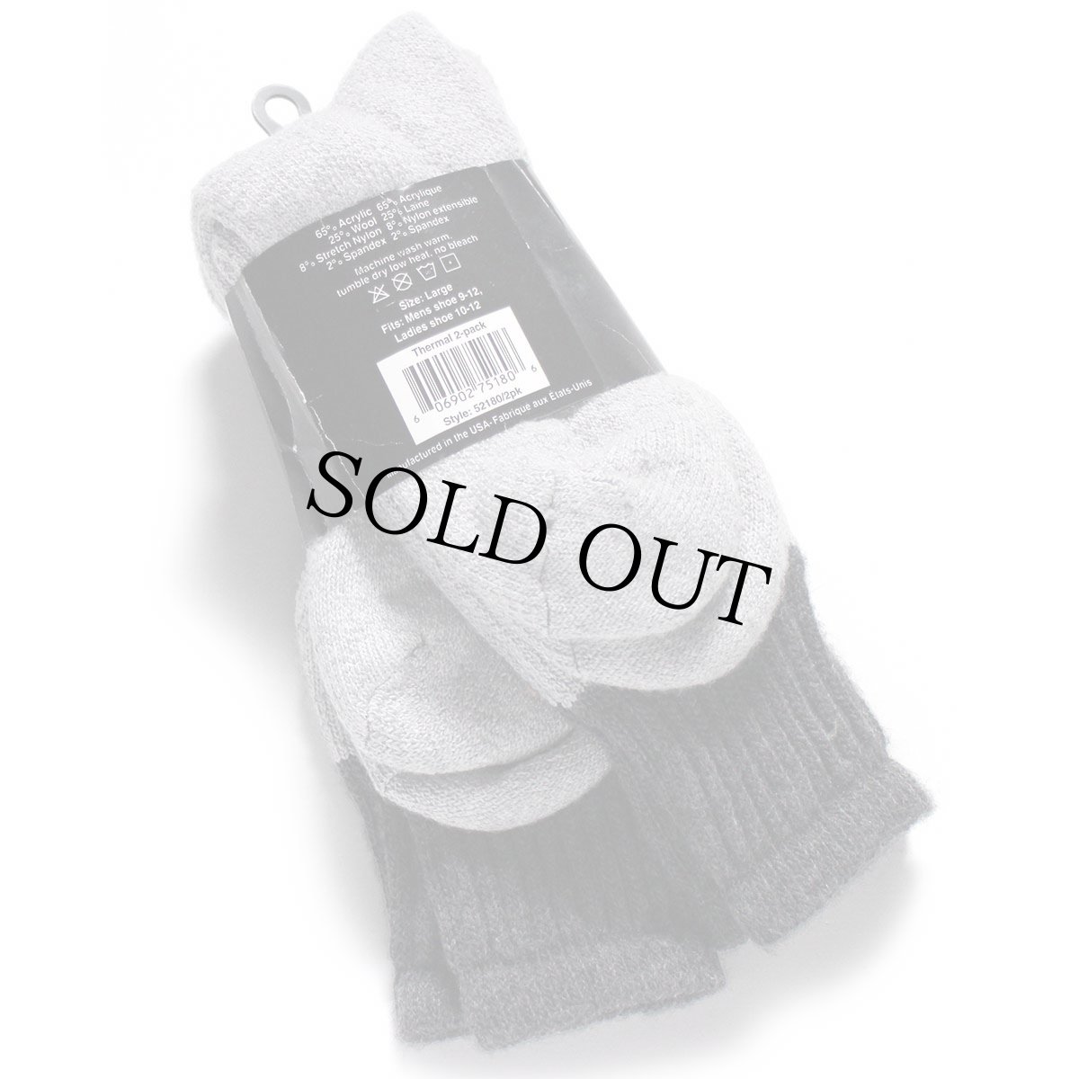 画像2: デッドストック★90s USA製 RED HEADレッドヘッド アクリル×ウールニット ソックス 杢グレー×チャコールグレー L 2ペア★靴下 (2)