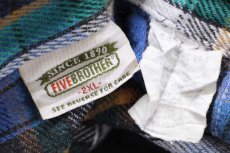 画像4: 90s USA製 FIVE BROTHERファイブブラザー チェック コットン フランネルシャツ 2XL★特大 (4)