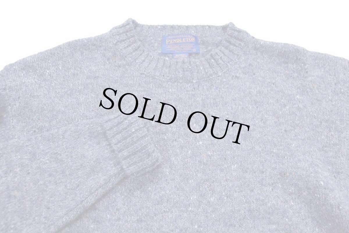 画像3: 00s PENDLETONペンドルトン ネップ入り ウールニット セーター ブルーグレー ミックス S (3)