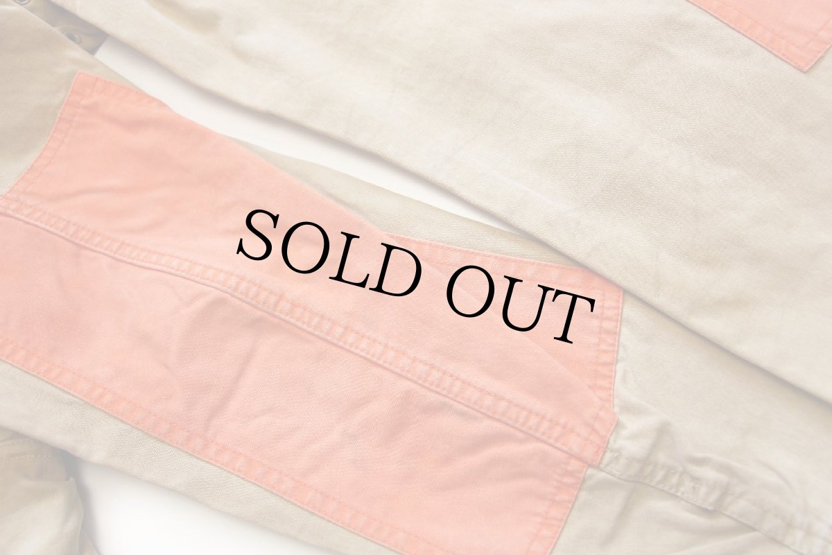 画像7: 00s ポロ ラルフローレン ツートン 切り替え コットン ハンティングジャケット 茶×レスキューオレンジ フェード S (7)