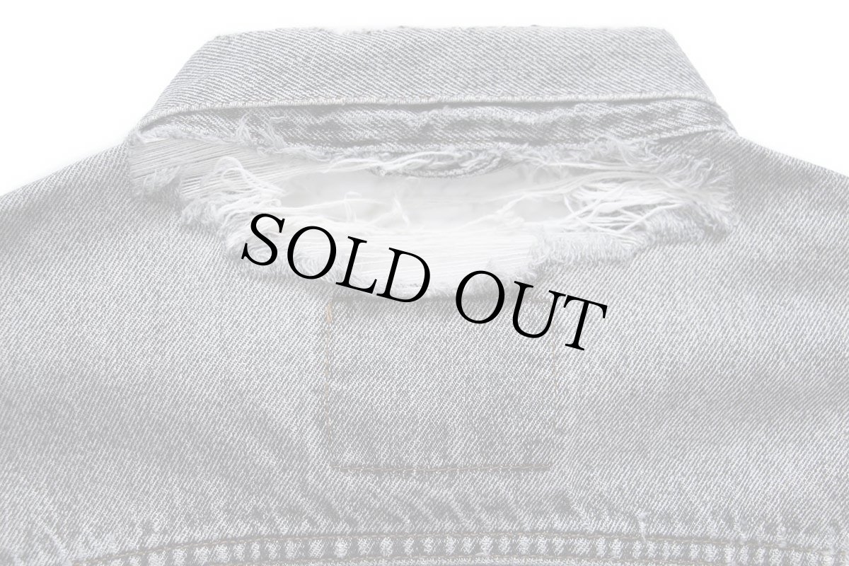 画像6: 90s Levi'sリーバイス 70503 先染め ブラック デニムジャケット 4ポケット ボロ XL★ユーロ (6)