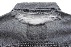 画像6: 90s Levi'sリーバイス 70503 先染め ブラック デニムジャケット 4ポケット ボロ XL★ユーロ (6)