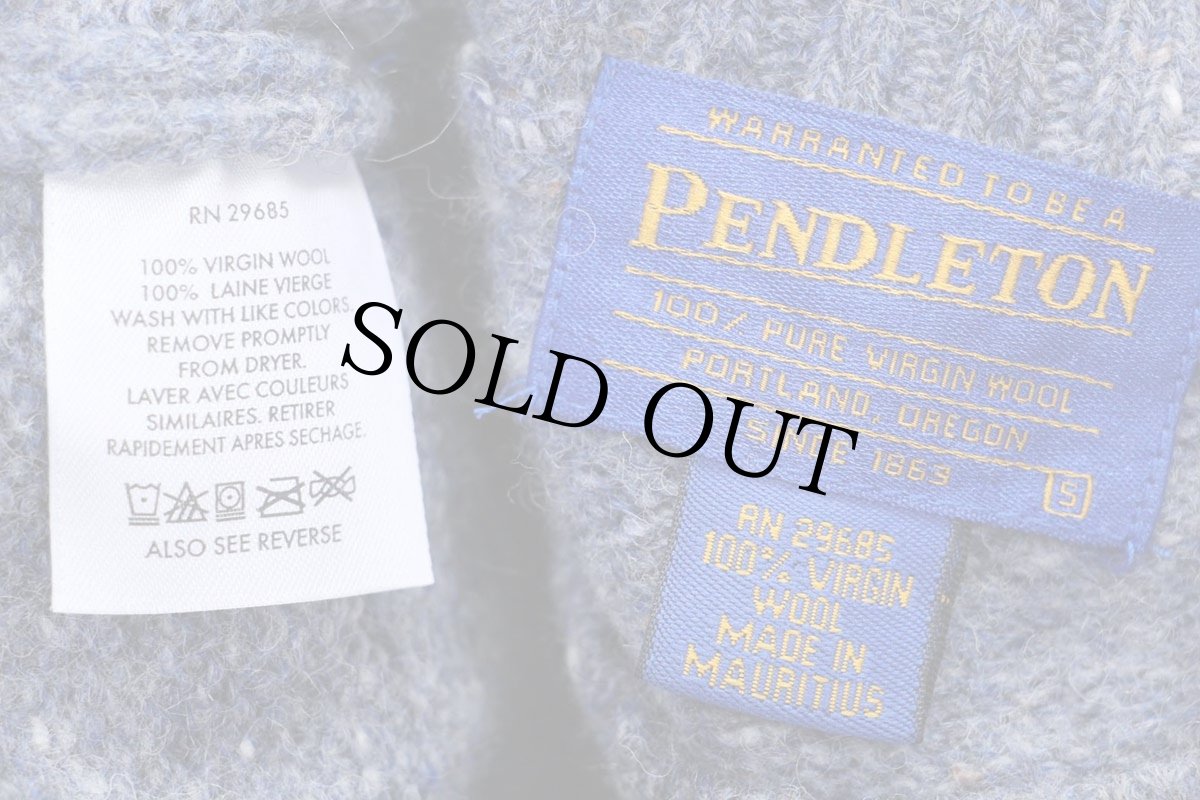 画像4: 00s PENDLETONペンドルトン ネップ入り ウールニット セーター ブルーグレー ミックス S (4)