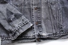 画像8: 90s Levi'sリーバイス 70503 先染め ブラック デニムジャケット 4ポケット ボロ XL★ユーロ (8)