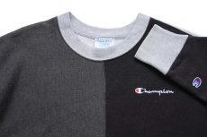画像3: Championチャンピオン スクリプト ロゴ刺繍 クレイジーパターン パネル切り替え リバースウィーブ スウェット XL (3)