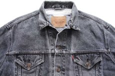 画像3: 90s Levi'sリーバイス 70503 先染め ブラック デニムジャケット 4ポケット ボロ XL★ユーロ (3)