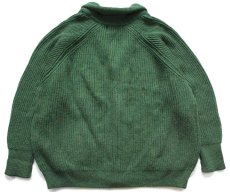 画像2: 英国製 PETER CHRISTIAN ショールカラー ローゲージ ブリティッシュ ウールニット カーディガン 緑 ミックス 4XL★特大 (2)