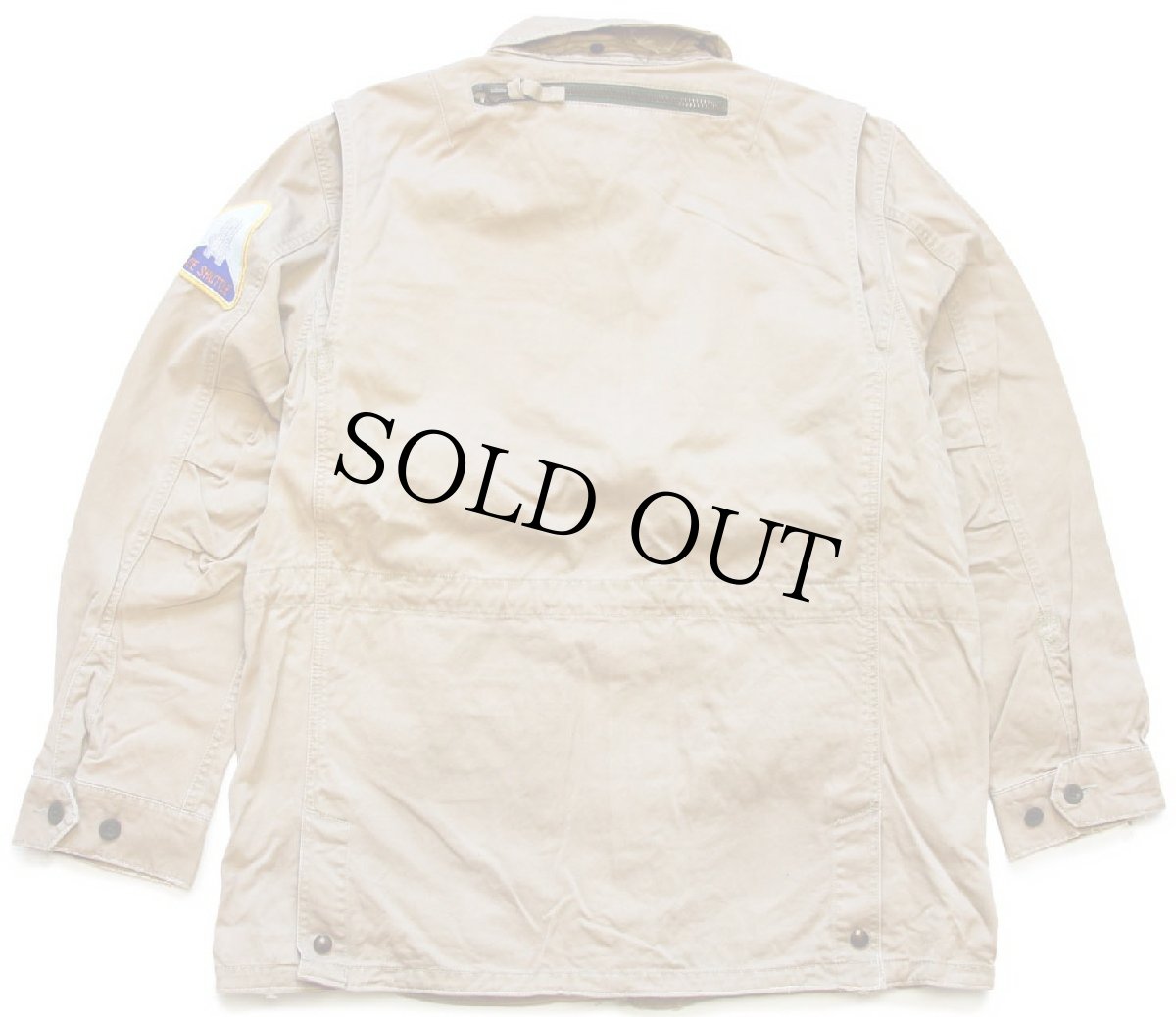 画像2: 00s ポロ ラルフローレン チンスト&パッチ付き ビンテージ加工 コットンツイル フィールドジャケット カーキ XL (2)